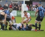 Scrum-half Morgan Thompson awaits the ball