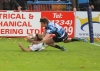 He holds off the last challenge to score