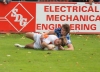 grounds the ball cleanly